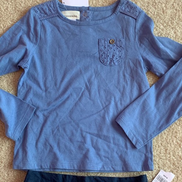 GIRLS - sz 4 TOUGHSKIN 2pc outfit set mix & match pleated skirt with shirt, blue - Picture 2 of 8